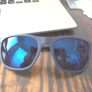 EMPORIO ARMANI- MATTE BLUE/BLUE MIRROR "WAYFARER" STYLE SUNGLASSES- UNIS…